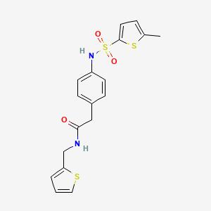 molecular formula C18H18N2O3S3 B6543090 2-[4-(5-methylthiophene-2-sulfonamido)phenyl]-N-[(thiophen-2-yl)methyl]acetamide CAS No. 1060292-67-2