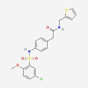 molecular formula C20H19ClN2O4S2 B6543108 2-[4-(5-chloro-2-methoxybenzenesulfonamido)phenyl]-N-[(thiophen-2-yl)methyl]acetamide CAS No. 1060292-96-7