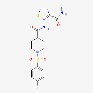 molecular formula C17H18FN3O4S2 B6543125 N-(3-carbamoylthiophen-2-yl)-1-(4-fluorobenzenesulfonyl)piperidine-4-carboxamide CAS No. 923396-33-2