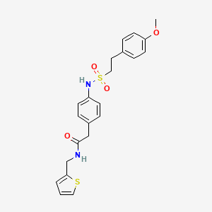 molecular formula C22H24N2O4S2 B6543133 2-{4-[2-(4-methoxyphenyl)ethanesulfonamido]phenyl}-N-[(thiophen-2-yl)methyl]acetamide CAS No. 1060293-21-1