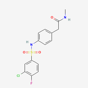 molecular formula C15H14ClFN2O3S B6543143 2-[4-(3-chloro-4-fluorobenzenesulfonamido)phenyl]-N-methylacetamide CAS No. 1060330-86-0
