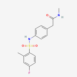 molecular formula C16H17FN2O3S B6543154 2-[4-(4-fluoro-2-methylbenzenesulfonamido)phenyl]-N-methylacetamide CAS No. 1060262-60-3