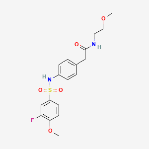 molecular formula C18H21FN2O5S B6543241 2-[4-(3-fluoro-4-methoxybenzenesulfonamido)phenyl]-N-(2-methoxyethyl)acetamide CAS No. 1060332-81-1