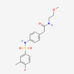 molecular formula C18H21FN2O4S B6543243 2-[4-(4-fluoro-3-methylbenzenesulfonamido)phenyl]-N-(2-methoxyethyl)acetamide CAS No. 1060248-39-6