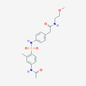 molecular formula C20H25N3O5S B6543248 2-[4-(4-acetamido-2-methylbenzenesulfonamido)phenyl]-N-(2-methoxyethyl)acetamide CAS No. 1060333-30-3