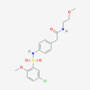 molecular formula C18H21ClN2O5S B6543251 2-[4-(5-chloro-2-methoxybenzenesulfonamido)phenyl]-N-(2-methoxyethyl)acetamide CAS No. 1060264-21-2