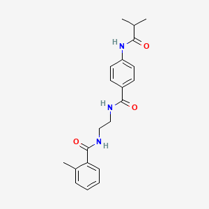 molecular formula C21H25N3O3 B6543274 N-{2-[(2-methylphenyl)formamido]ethyl}-4-(2-methylpropanamido)benzamide CAS No. 1021206-81-4