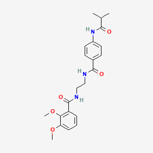 molecular formula C22H27N3O5 B6543275 N-{2-[(2,3-dimethoxyphenyl)formamido]ethyl}-4-(2-methylpropanamido)benzamide CAS No. 1021219-56-6