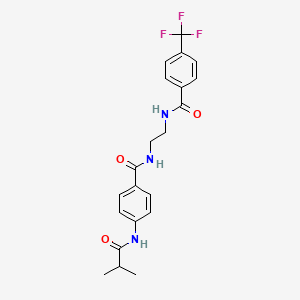 molecular formula C21H22F3N3O3 B6543289 4-(2-methylpropanamido)-N-(2-{[4-(trifluoromethyl)phenyl]formamido}ethyl)benzamide CAS No. 1021206-82-5