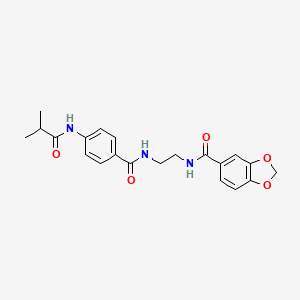 molecular formula C21H23N3O5 B6543301 N-{2-[(2H-1,3-benzodioxol-5-yl)formamido]ethyl}-4-(2-methylpropanamido)benzamide CAS No. 1040673-00-4
