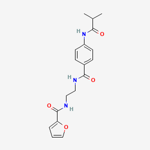 molecular formula C18H21N3O4 B6543305 N-{2-[(furan-2-yl)formamido]ethyl}-4-(2-methylpropanamido)benzamide CAS No. 1021206-83-6