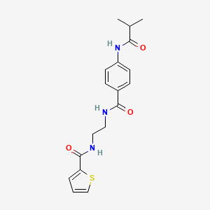 molecular formula C18H21N3O3S B6543308 4-(2-methylpropanamido)-N-{2-[(thiophen-2-yl)formamido]ethyl}benzamide CAS No. 1021219-64-6