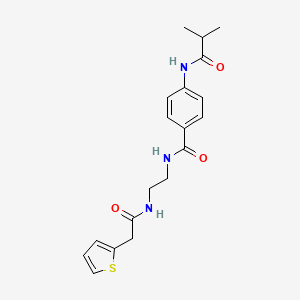 molecular formula C19H23N3O3S B6543315 2-methyl-N-[4-({2-[2-(thiophen-2-yl)acetamido]ethyl}carbamoyl)phenyl]propanamide CAS No. 1040673-08-2