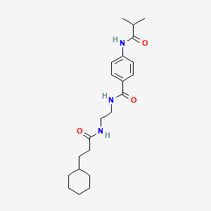 molecular formula C22H33N3O3 B6543342 3-cyclohexyl-N-(2-{[4-(2-methylpropanamido)phenyl]formamido}ethyl)propanamide CAS No. 1021219-75-9