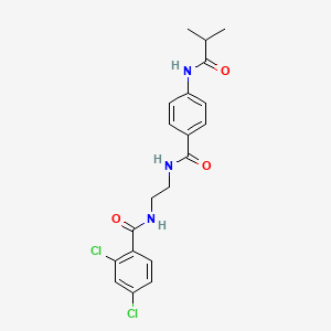 molecular formula C20H21Cl2N3O3 B6543344 N-{2-[(2,4-dichlorophenyl)formamido]ethyl}-4-(2-methylpropanamido)benzamide CAS No. 1021206-87-0