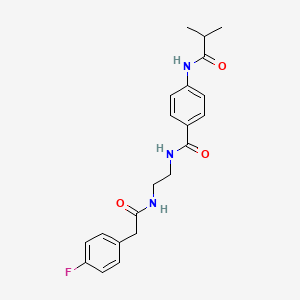 molecular formula C21H24FN3O3 B6543356 N-[4-({2-[2-(4-fluorophenyl)acetamido]ethyl}carbamoyl)phenyl]-2-methylpropanamide CAS No. 1021206-88-1