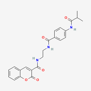 molecular formula C23H23N3O5 B6543371 4-(2-methylpropanamido)-N-{2-[(2-oxo-2H-chromen-3-yl)formamido]ethyl}benzamide CAS No. 1021219-87-3