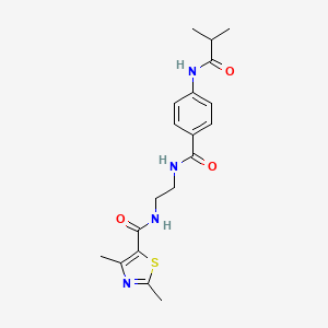 molecular formula C19H24N4O3S B6543381 N-{2-[(2,4-dimethyl-1,3-thiazol-5-yl)formamido]ethyl}-4-(2-methylpropanamido)benzamide CAS No. 1021219-90-8