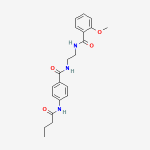 molecular formula C21H25N3O4 B6543400 N-{2-[(4-butanamidophenyl)formamido]ethyl}-2-methoxybenzamide CAS No. 1021220-00-7