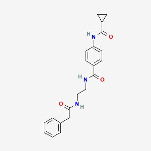 molecular formula C21H23N3O3 B6543408 N-(4-{[2-(2-phenylacetamido)ethyl]carbamoyl}phenyl)cyclopropanecarboxamide CAS No. 1040673-24-2