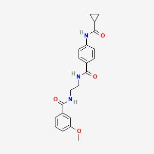 molecular formula C21H23N3O4 B6543416 4-cyclopropaneamido-N-{2-[(3-methoxyphenyl)formamido]ethyl}benzamide CAS No. 1040673-40-2