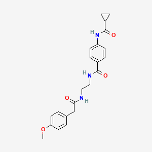molecular formula C22H25N3O4 B6543418 N-[4-({2-[2-(4-methoxyphenyl)acetamido]ethyl}carbamoyl)phenyl]cyclopropanecarboxamide CAS No. 1040673-57-1