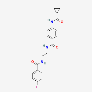 molecular formula C20H20FN3O3 B6543426 N-{2-[(4-cyclopropaneamidophenyl)formamido]ethyl}-4-fluorobenzamide CAS No. 1040673-73-1