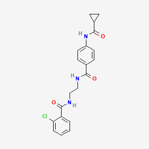 molecular formula C20H20ClN3O3 B6543435 N-{2-[(2-chlorophenyl)formamido]ethyl}-4-cyclopropaneamidobenzamide CAS No. 1021206-94-9