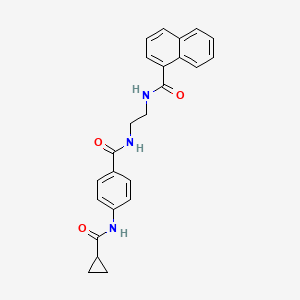molecular formula C24H23N3O3 B6543442 4-cyclopropaneamido-N-{2-[(naphthalen-1-yl)formamido]ethyl}benzamide CAS No. 1021220-06-3