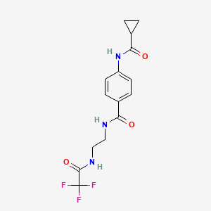 molecular formula C15H16F3N3O3 B6543445 N-(4-{[2-(2,2,2-trifluoroacetamido)ethyl]carbamoyl}phenyl)cyclopropanecarboxamide CAS No. 1021206-98-3