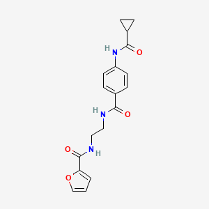 molecular formula C18H19N3O4 B6543447 4-cyclopropaneamido-N-{2-[(furan-2-yl)formamido]ethyl}benzamide CAS No. 1040673-89-9