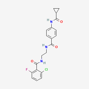 molecular formula C20H19ClFN3O3 B6543451 2-chloro-N-{2-[(4-cyclopropaneamidophenyl)formamido]ethyl}-6-fluorobenzamide CAS No. 1040673-97-9