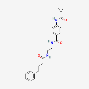 N-(4-{[2-(4-phenylbutanamido)ethyl]carbamoyl}phenyl)cyclopropanecarboxamide
