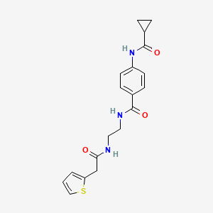 molecular formula C19H21N3O3S B6543468 N-[4-({2-[2-(thiophen-2-yl)acetamido]ethyl}carbamoyl)phenyl]cyclopropanecarboxamide CAS No. 1040674-21-2