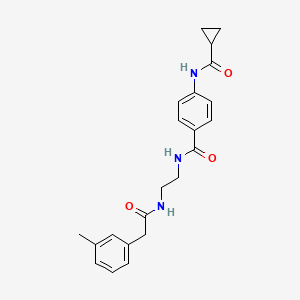 molecular formula C22H25N3O3 B6543496 N-[4-({2-[2-(3-methylphenyl)acetamido]ethyl}carbamoyl)phenyl]cyclopropanecarboxamide CAS No. 1040674-37-0