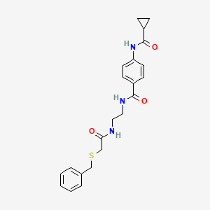 molecular formula C22H25N3O3S B6543504 N-[4-({2-[2-(benzylsulfanyl)acetamido]ethyl}carbamoyl)phenyl]cyclopropanecarboxamide CAS No. 1021207-05-5