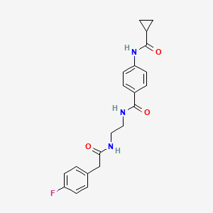 molecular formula C21H22FN3O3 B6543507 N-[4-({2-[2-(4-fluorophenyl)acetamido]ethyl}carbamoyl)phenyl]cyclopropanecarboxamide CAS No. 1040674-45-0