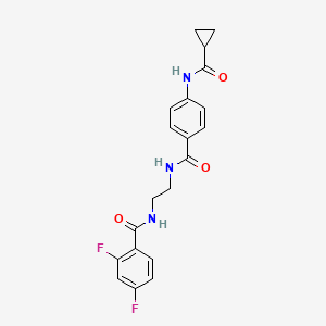 molecular formula C20H19F2N3O3 B6543522 4-cyclopropaneamido-N-{2-[(2,4-difluorophenyl)formamido]ethyl}benzamide CAS No. 1021220-18-7