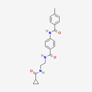 molecular formula C21H23N3O3 B6543574 N-(4-{[2-(cyclopropylformamido)ethyl]carbamoyl}phenyl)-4-methylbenzamide CAS No. 1021220-33-6