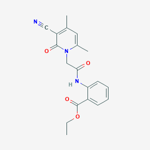 molecular formula C19H19N3O4 B6543592 ethyl 2-[2-(3-cyano-4,6-dimethyl-2-oxo-1,2-dihydropyridin-1-yl)acetamido]benzoate CAS No. 932528-51-3