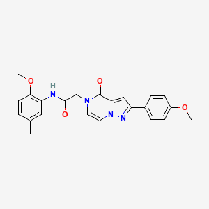 molecular formula C23H22N4O4 B6543606 N-(2-methoxy-5-methylphenyl)-2-[2-(4-methoxyphenyl)-4-oxo-4H,5H-pyrazolo[1,5-a]pyrazin-5-yl]acetamide CAS No. 942035-32-7