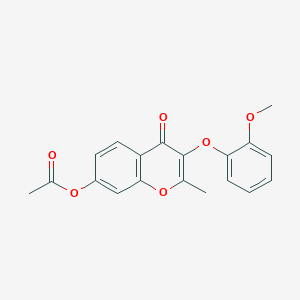 molecular formula C19H16O6 B6543744 3-(2-methoxyphenoxy)-2-methyl-4-oxo-4H-chromen-7-yl acetate CAS No. 302902-29-0