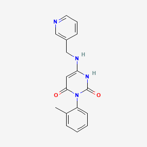 molecular formula C17H16N4O2 B6543767 3-(2-methylphenyl)-6-{[(pyridin-3-yl)methyl]amino}-1,2,3,4-tetrahydropyrimidine-2,4-dione CAS No. 906153-70-6