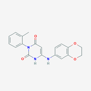 molecular formula C19H17N3O4 B6543775 6-[(2,3-dihydro-1,4-benzodioxin-6-yl)amino]-3-(2-methylphenyl)-1,2,3,4-tetrahydropyrimidine-2,4-dione CAS No. 903286-70-4