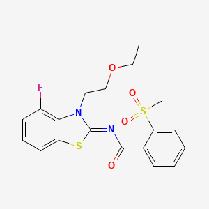 molecular formula C19H19FN2O4S2 B6543824 N-[(2E)-3-(2-ethoxyethyl)-4-fluoro-2,3-dihydro-1,3-benzothiazol-2-ylidene]-2-methanesulfonylbenzamide CAS No. 896274-77-4