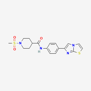 molecular formula C18H20N4O3S2 B6543835 N-(4-{imidazo[2,1-b][1,3]thiazol-6-yl}phenyl)-1-methanesulfonylpiperidine-4-carboxamide CAS No. 1210525-20-4