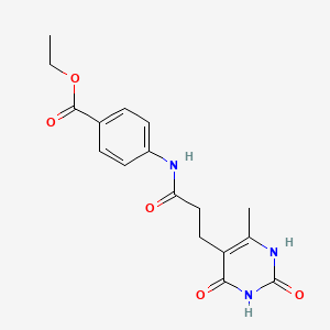 molecular formula C17H19N3O5 B6543846 ethyl 4-[3-(6-methyl-2,4-dioxo-1,2,3,4-tetrahydropyrimidin-5-yl)propanamido]benzoate CAS No. 1172424-55-3