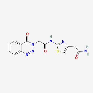 molecular formula C14H12N6O3S B6543874 N-[4-(carbamoylmethyl)-1,3-thiazol-2-yl]-2-(4-oxo-3,4-dihydro-1,2,3-benzotriazin-3-yl)acetamide CAS No. 1207008-19-2