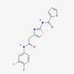 molecular formula C16H11ClFN3O3S B6543921 N-(4-{[(3-chloro-4-fluorophenyl)carbamoyl]methyl}-1,3-thiazol-2-yl)furan-2-carboxamide CAS No. 921521-07-5