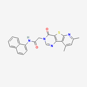 molecular formula C23H18N4O2S B6543936 2-{11,13-dimethyl-6-oxo-8-thia-3,5,10-triazatricyclo[7.4.0.0^{2,7}]trideca-1(9),2(7),3,10,12-pentaen-5-yl}-N-(naphthalen-1-yl)acetamide CAS No. 1040662-29-0